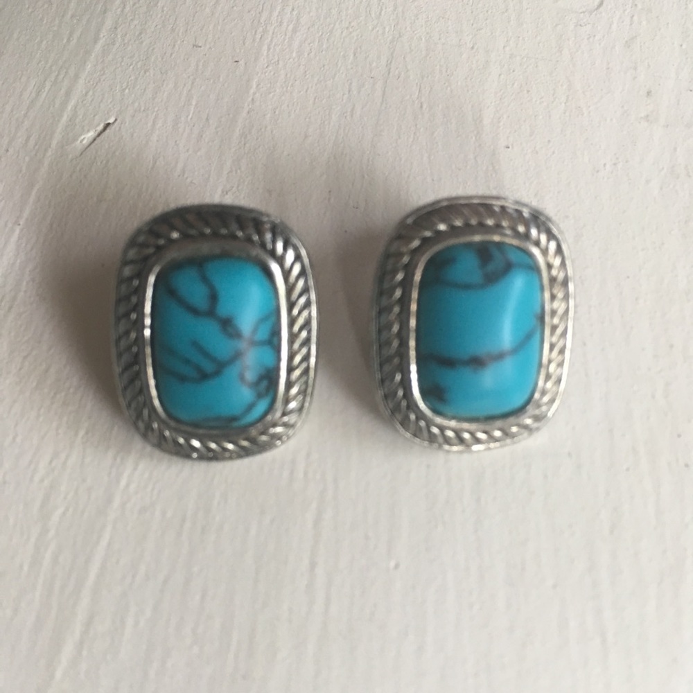Turquoise and Silver Stud Earrings